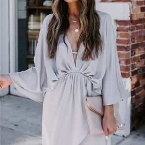 Friends and Lovers Silver Satin Cocktail Dress